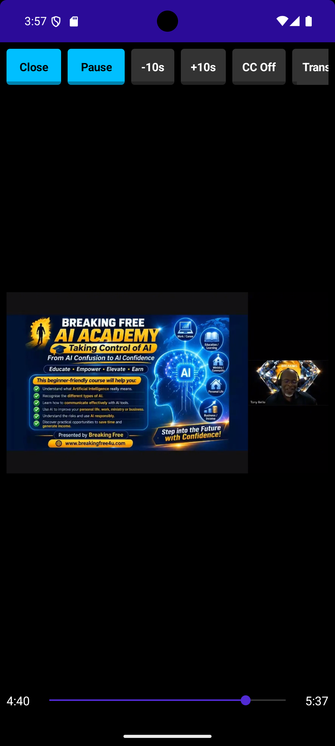 Breaking Free AI Academy training video