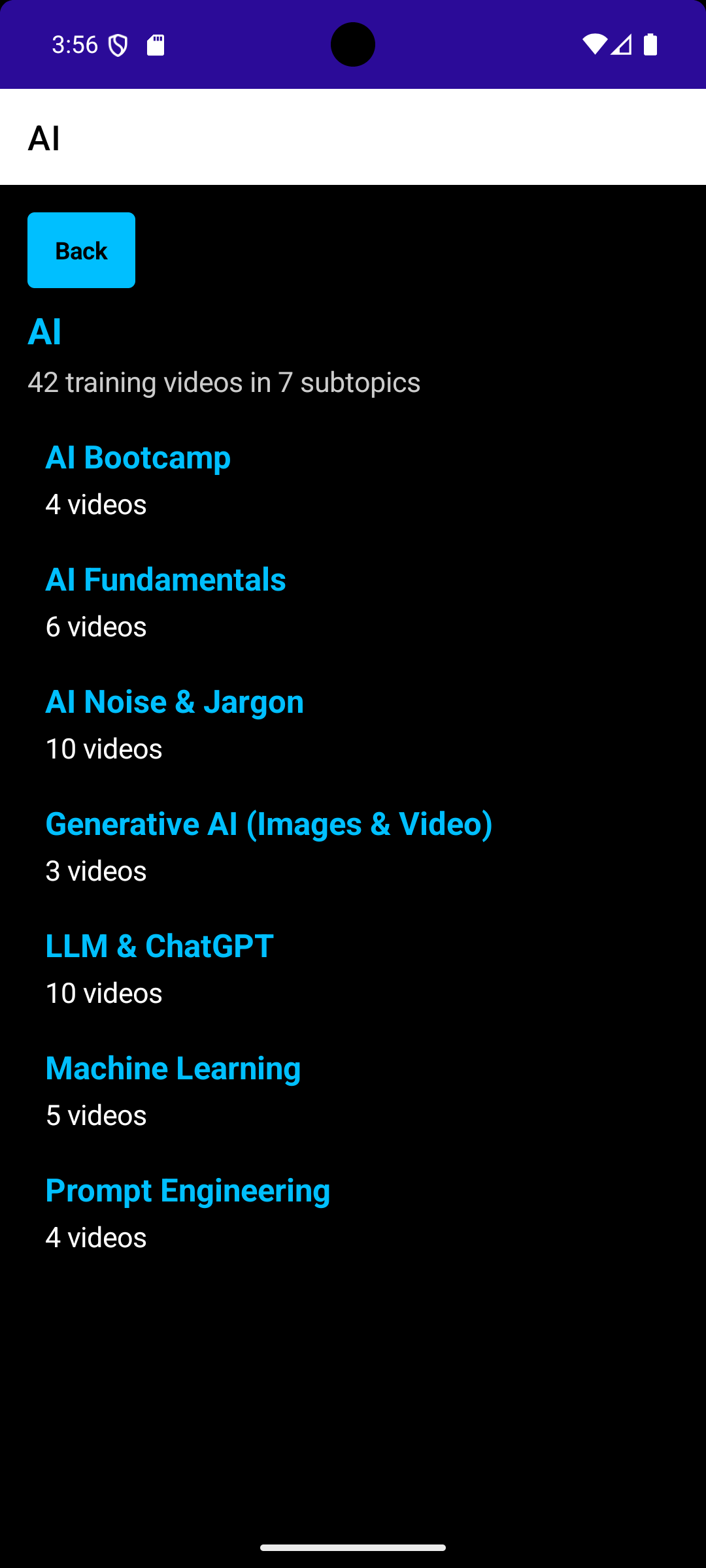 Breaking Free AI training subtopics