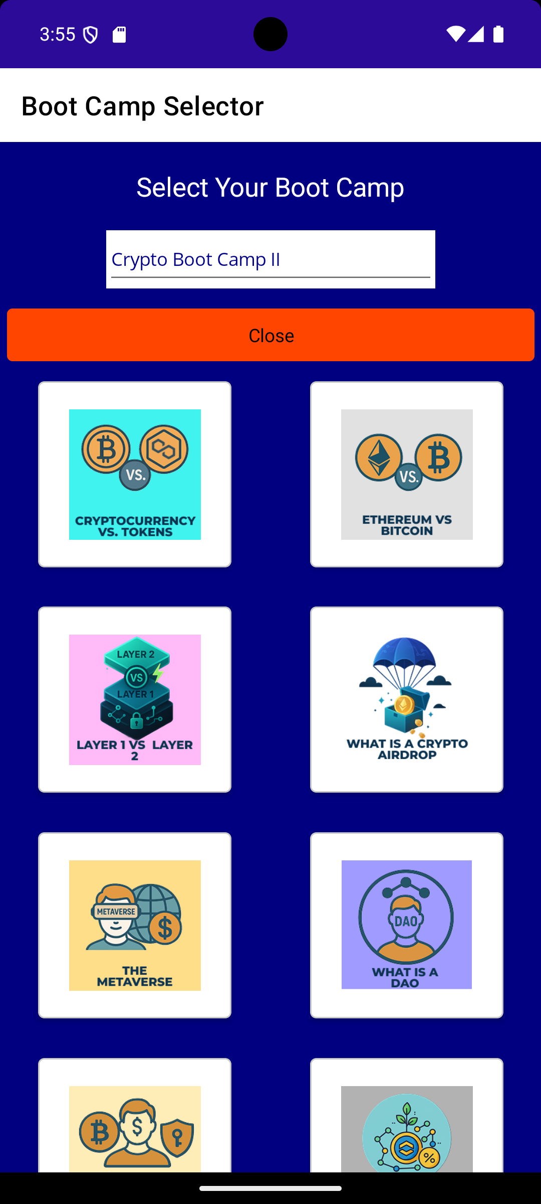 Breaking Free Crypto Boot Camp modules
